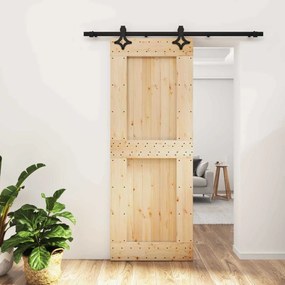 vidaXL Συρόμενη Πόρτα Φυσικό και Μαύρο 80 x 210 cm