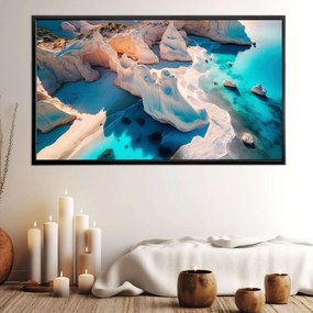 Πίνακας σε Plexiglass με Θέμα &#8221; Σαρακήνικο της Μήλου&#8221; σε μαύρη ξύλινη Κορνίζα - 80cmx50cm