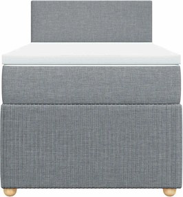 vidaXL Κρεβάτι Boxspring με Στρώμα Ανοιχτό Γκρι 90x200 εκ. Υφασμάτινο