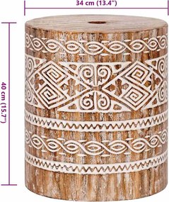 vidaXL Βάση ομπρέλας 23 kg Λευκό πλυμένο Στερεό ξύλο Κυλινδρικός