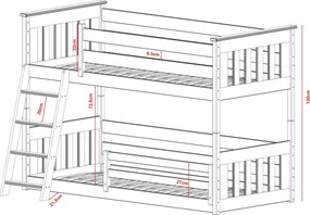 KEVIN 80x200 pine bunk bed Lano Furniture