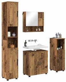 vidaXL Σετ Επίπλων Μπάνιου με πόρτα 4 pcs Παλαιό ξύλο 61 x 35 x 64 εκ.