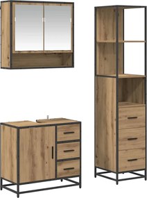 vidaXL Σετ Επίπλων Μπάνιου 3 pcs Artisan Oak Επεξεργασμένο ξύλο
