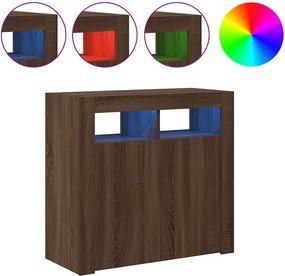 vidaXL Ντουλάπι με LED Καφέ Δρυς 80 x 35 x 75 εκ.