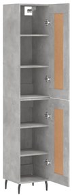 Ντουλάπι Γκρι Σκυροδέματος 34,5x34x180 εκ. Επεξεργασμένο Ξύλο - Γκρι