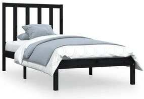 vidaXL Πλαίσιο Κρεβατιού Μαύρο 100 x 200 εκ. από Μασίφ Ξύλο Πεύκου