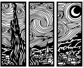 Διακοσμητικό Τοίχου Vangogh (Σετ 3Τμχ) 891TNL3567 30x3x73cm Black Wallity Μέταλλο