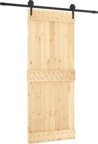 vidaXL Συρόμενη Πόρτα Φυσικό και Μαύρο 85 x 210 cm