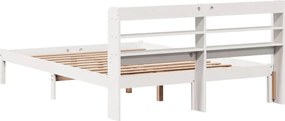 vidaXL Σκελετός Κρεβ. Χωρίς Στρώμα Λευκό 135x190 εκ Μασίφ Πεύκο