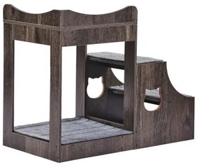 VEVOR Pet Bunk Bed with Stairs Dog/Cat Window Perch with Storage Indoor Gray