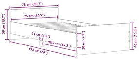 Πλαίσιο Κρεβατιού Χωρ. Στρώμα Sonoma Δρυς 75x190εκ Επεξ. Ξύλο 835948