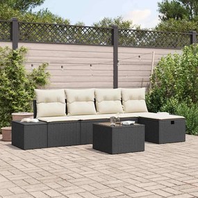 vidaXL Σετ Καναπέ Κήπου 6 pcs Μαύρο 55 x 62 x 69 εκ Πολυ ράταν