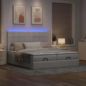 vidaXL Οθωμανικό κρεβάτι με στρώματα & LEDs Taupe 200x200cm ύφασμα