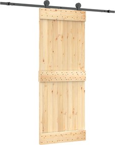 vidaXL Συρόμενη Πόρτα Φυσικό και Μαύρο 80 x 210 cm