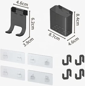 Σετ επιτοίχια γωνιακά ράφια μπάνιου - 5pcs - 2152-1 - 170134 - Black
