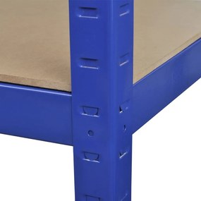 vidaXL Ραφιέρα Γωνιακή 5 Επιπέδων Μπλε από Ατσάλι &amp; Επεξεργασμένο Ξύλο