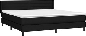 vidaXL Κρεβάτι Boxspring με Στρώμα Μαύρο 180x200 εκ. Υφασμάτινο