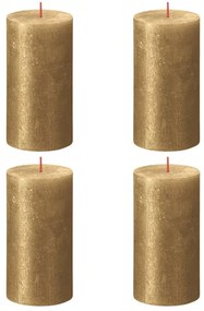 Bolsius Κεριά Κύλινδρος Ρουστίκ Shimmer 4 τεμ. Χρυσό 130 x 68 χιλ. - Χρυσό