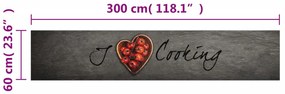Χαλί Κουζίνας Πλενόμενο Επιγραφή Cooking 60x300 εκ. Βελούδο - Γκρι