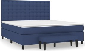 vidaXL Κρεβάτι Boxspring με Στρώμα Μπλε 180x200 εκ. Υφασμάτινο