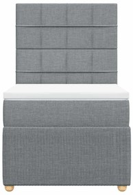 vidaXL Κρεβάτι Boxspring με Στρώμα Ανοιχτό Γκρι 100x200 εκ. Υφασμάτινο