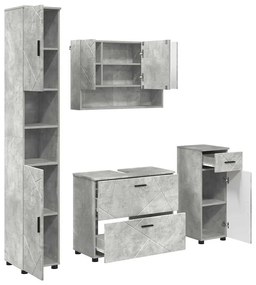 vidaXL Σετ Επίπλων Μπάνιου 4 pcs Γκρι σκυροδέματος 30 x 35 x 192 εκ.
