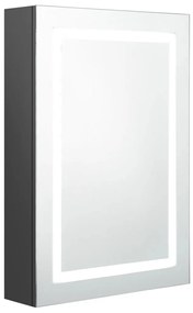Καθρέφτης Μπάνιου με Ντουλάπι &amp; Φωτισμό LED Γκρι 50x13x70 εκ. - Γκρι