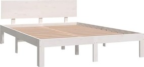 vidaXL Πλαίσιο Κρεβατιού Λευκό 150 x 200 εκ. Μασίφ Ξύλο King Size