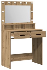 vidaXL Καθρέπτης Μακιγιάζ με LED Φώτα  σε Artisan Oak 79x41x135 εκ.