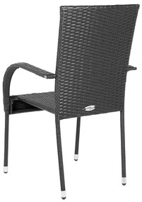 vidaXL Καρέκλες Κήπου Στοιβαζόμενες 2 τεμ. Μαύρες από Συνθετικό Ρατάν