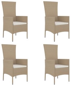 vidaXL Σετ Τραπεζαρίας Κήπου 5 τεμ. Μπεζ Συνθετικό Ρατάν με Μαξιλάρι