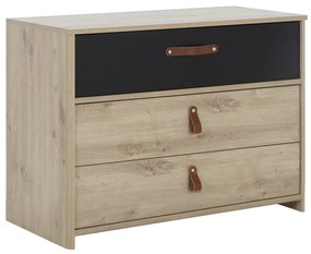 Arthus συρταριέρα με 3 συρτάρια Δρυς Artisan/Μαύρο 85x41x68εκ.
