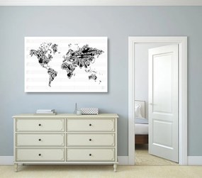 Εικόνα στον παγκόσμιο χάρτη μουσικής από φελλό σε αντίστροφη μορφή - 120x80  peg