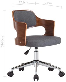 Καρέκλα Γραφείου Περιστρεφόμενη Γκρι από Λυγισμένο Ξύλο/Ύφασμα - Γκρι