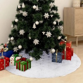 vidaXL Πολυτελής Ποδιά Χριστουγεν. Δέντρου Λευκή 122 εκ. Faux Γούνα