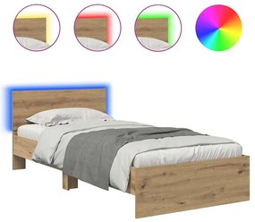 vidaXL Σκελετός Κρεβατιού Artisan Oak 90 x 200 cm Επεξεργασμένο ξύλο