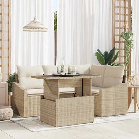 vidaXL Σετ Καναπέ Κήπου 5 pcs μπεζ και κρεμ 100 x 55 x 73 εκ