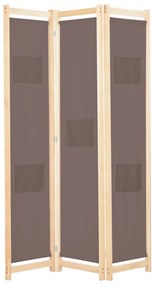 vidaXL Διαχωριστικό Δωματίου με 3 Πάνελ Καφέ 120x170x4 εκ. Υφασμάτινο