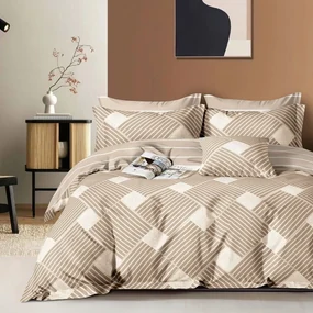 Παπλωματοθήκη Mabel (Σετ 3τμχ) Beige Melinen Υπέρδιπλo 220x240cm 100% Βαμβακοσατέν