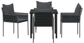 vidaXL Σέτ φαγητού για κήπο 5 pcs Μαύρο και Γκρι Ράτα PE