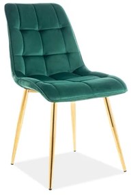 80-1689 Επενδυμένη καρέκλα ύφασμα Chic 50x43x88 χρυσός/πράσινο βελούδο DIOMMI CHICVZLZ, 1 Τεμάχιο