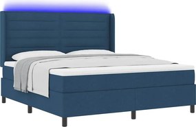 vidaXL LED Κρεβάτι με βάθρο με στρώμα Μπλε 180 x 200 cm ύφασμα