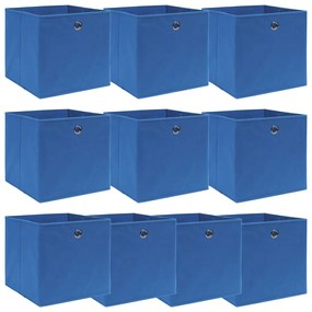 Κουτιά Αποθήκευσης 10 τεμ. Μπλε 32 x 32 x 32 εκ. Υφασμάτινα
