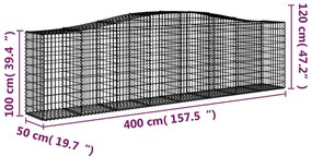 vidaXL Συρματοκιβώτιο Τοξωτό 400x50x100/120εκ. από Γαλβανισμένο Χάλυβα