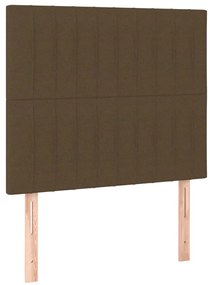 vidaXL Κρεβάτι Boxspring με Στρώμα Σκούρο Καφέ 90x190 εκ. Υφασμάτινο