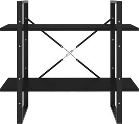 vidaXL Βιβλιοθήκη με 2 Ράφια Μαύρη 80 x 30 x 70 εκ. από Επεξ. Ξύλο