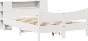 vidaXL Σκελετός Κρεβ. Χωρίς Στρώμα Λευκό 140x190 εκ Μασίφ Πεύκο