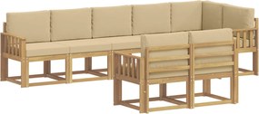 vidaXL Σειρά Καναπέ Εξωτερικού 8 pcs Λευκό και Μπεζ Πολυεστέρας