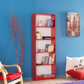 Βιβλιοθήκη Max Megapap χρώμα κόκκινο 58x23x170εκ.