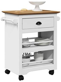 Καροτσάκι κουζίνας BODO Λευκό και καφέ 67,5x45x80 cm